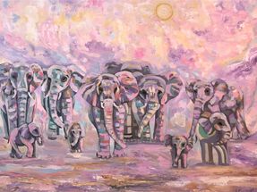 49. “African Story. Elephants” oil on canvas 90x60 cm, 2021